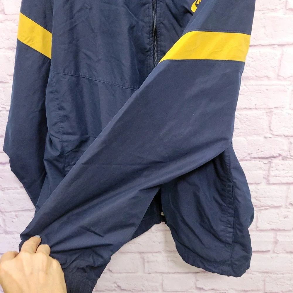 VTG Nike Windbreaker Track Jacket Mens XXL Fleece Lined Blue Yellow Zip Up *READ